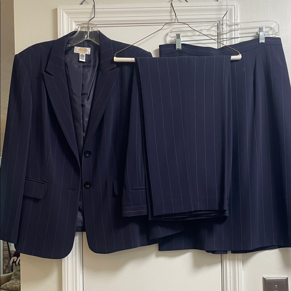 Talbots Women's Navy Pinstripe Suit